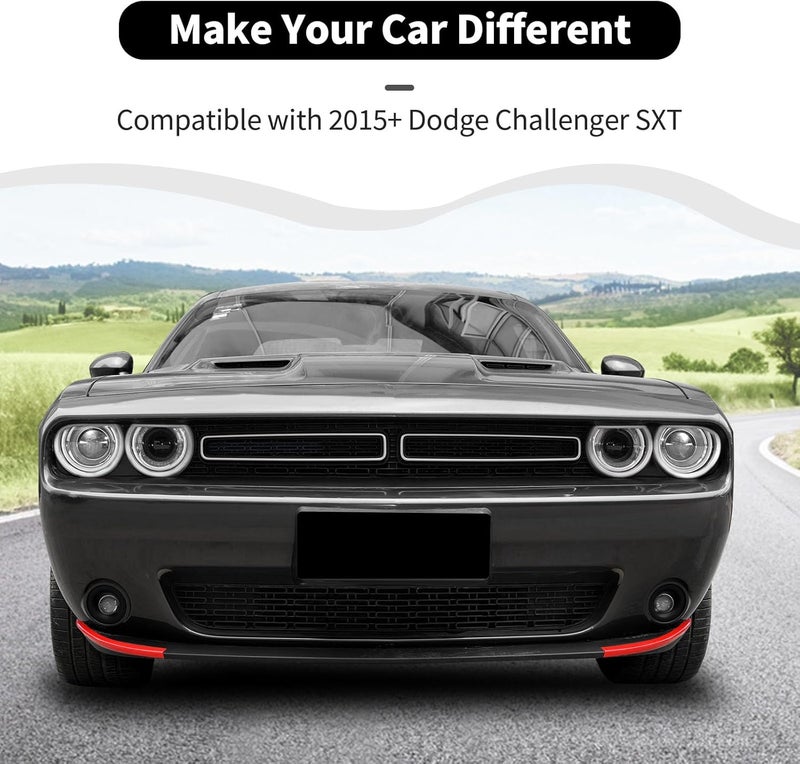 HTHE red Front Shovels Cover Front Deflector Spoiler Bumper Lip Body Shovels Bumper Compatible with 2015+ Dodge Challenger SXT Exterior Accessories - Image 3
